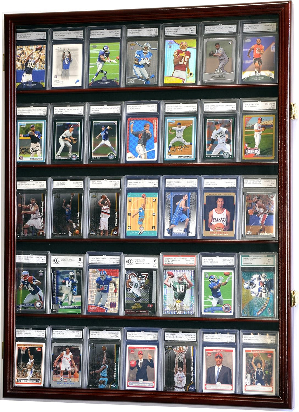 35 Graded Sport Cards/Collectible Card Display Case Wall Cabinet w/98% UV Door, Lockable