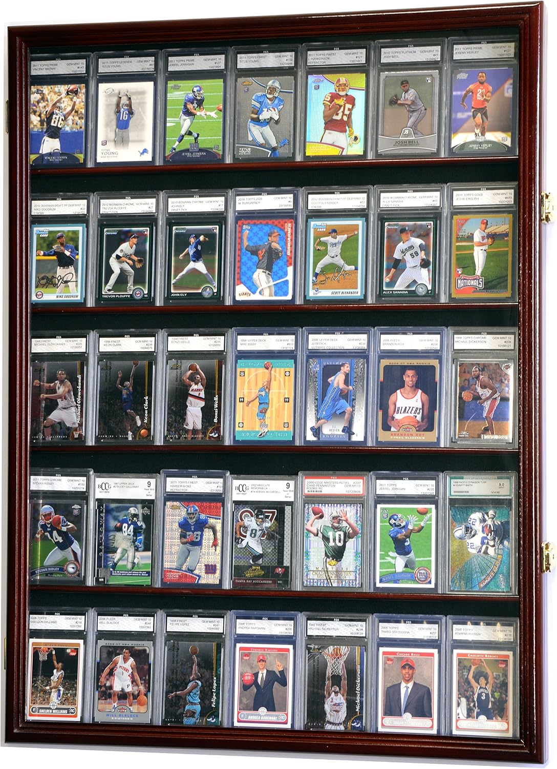 35 Graded Sport Cards/Collectible Card Display Case Wall Cabinet w/98% UV Door, Lockable