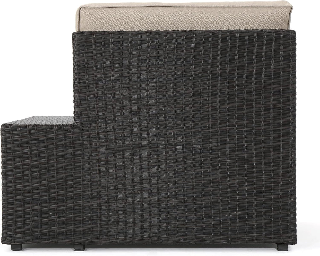 Christopher Knight Home Santa Cruz Outdoor Wicker Sectional Sofa Set with Water Resistant Cushions, 6-Pcs Set, Brown