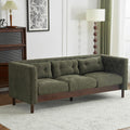 Christopher Knight Home Marloo 3 Seater Sofa Couch, Upholstered Couch, Linen-Like Tufted Back Sofa with Arm Rest, Rubberwood Legs, 78' Spacious Seating for Living Room Home Rest, Dark Green