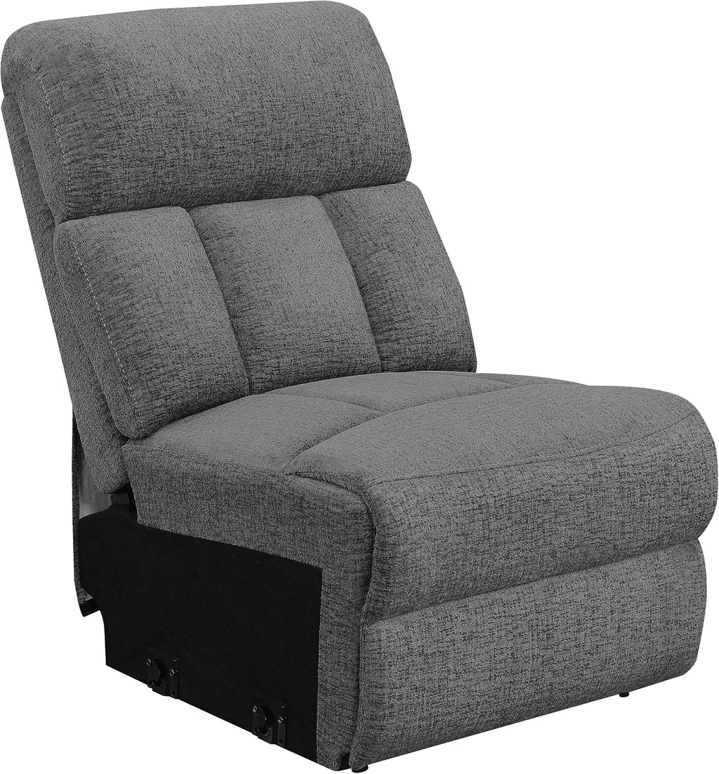 Coaster Home Furnishings - Bahrain - Upholstered Reclining Sofa with Dual Recliners, Pillowtop Arms, Tufting Accents and Transitional Style - Living Room - 99-Inch - Charcoal - 609541