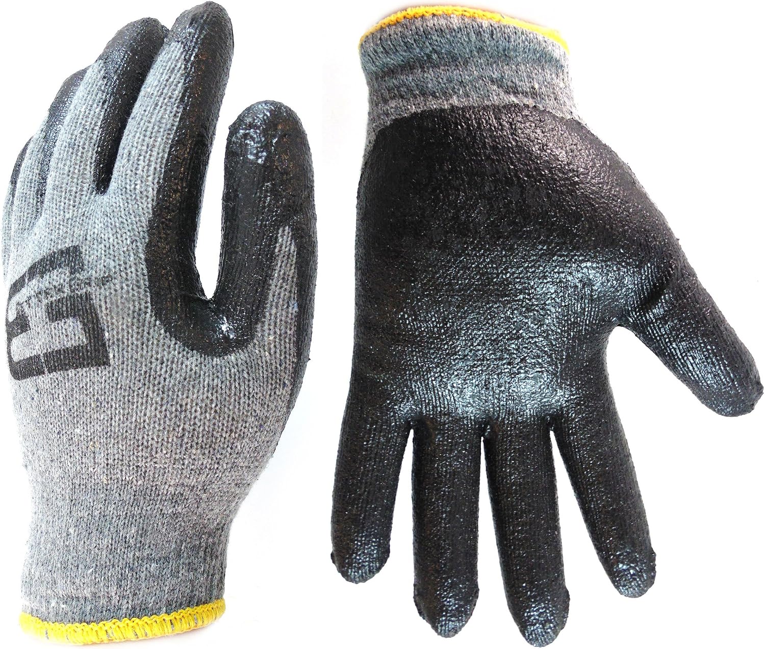 Heavy Duty Premium Knit Latex Palm Gloves, Double Dipped Coating, Black/Gray (BGEGBLK,240)