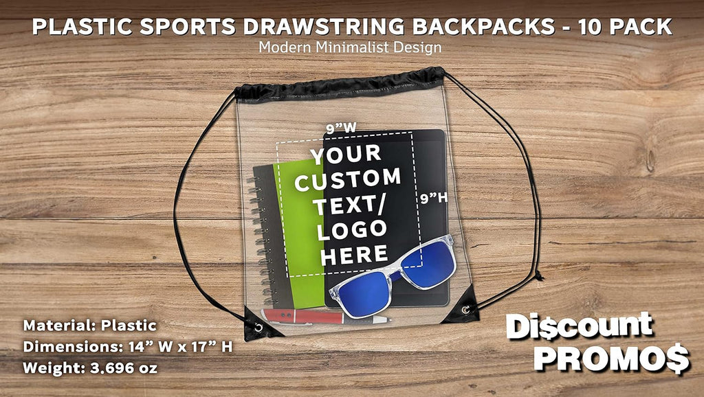 DISCOUNT PROMOS Plastic Drawstring Backpacks