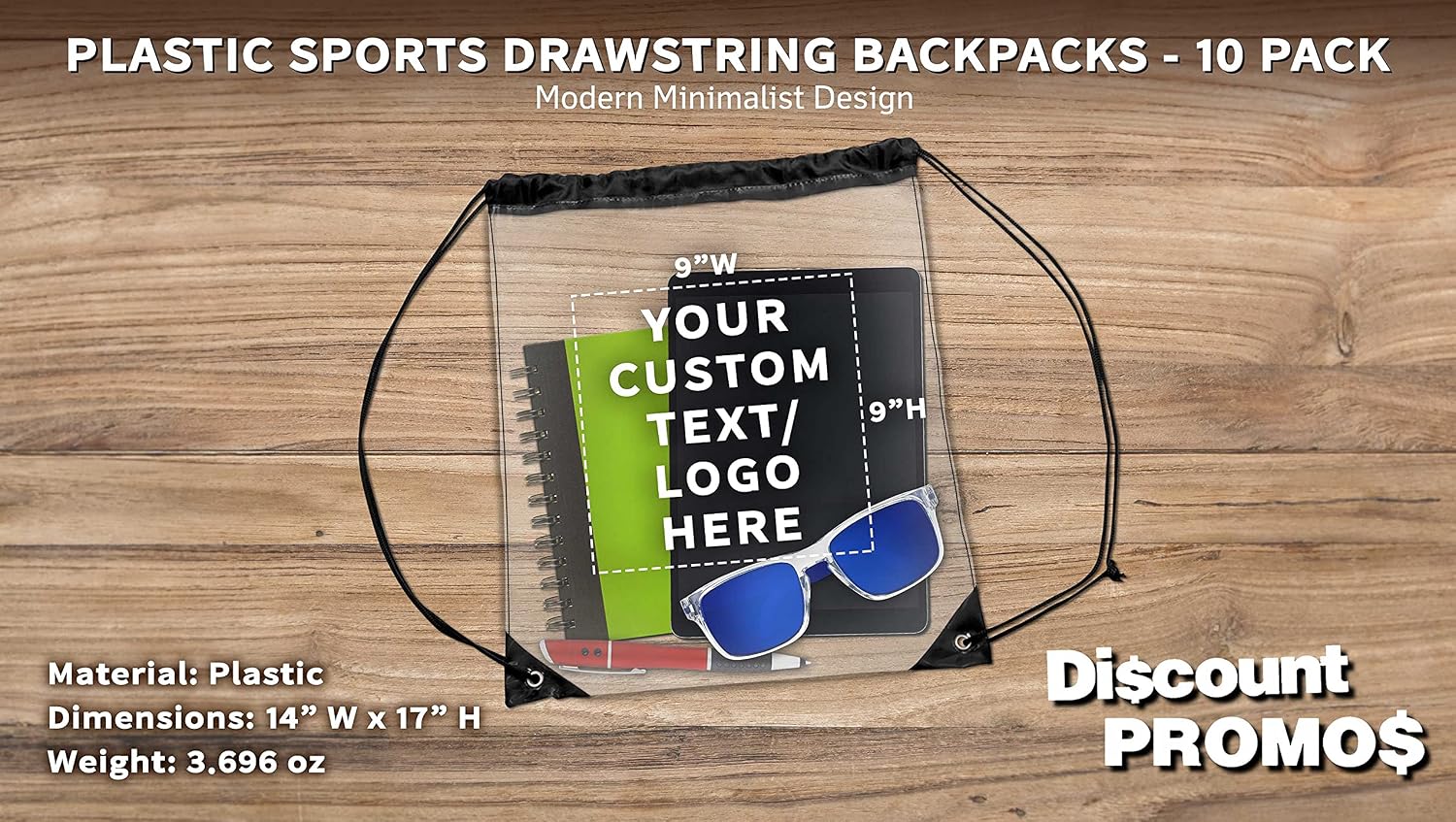 DISCOUNT PROMOS Plastic Drawstring Backpacks