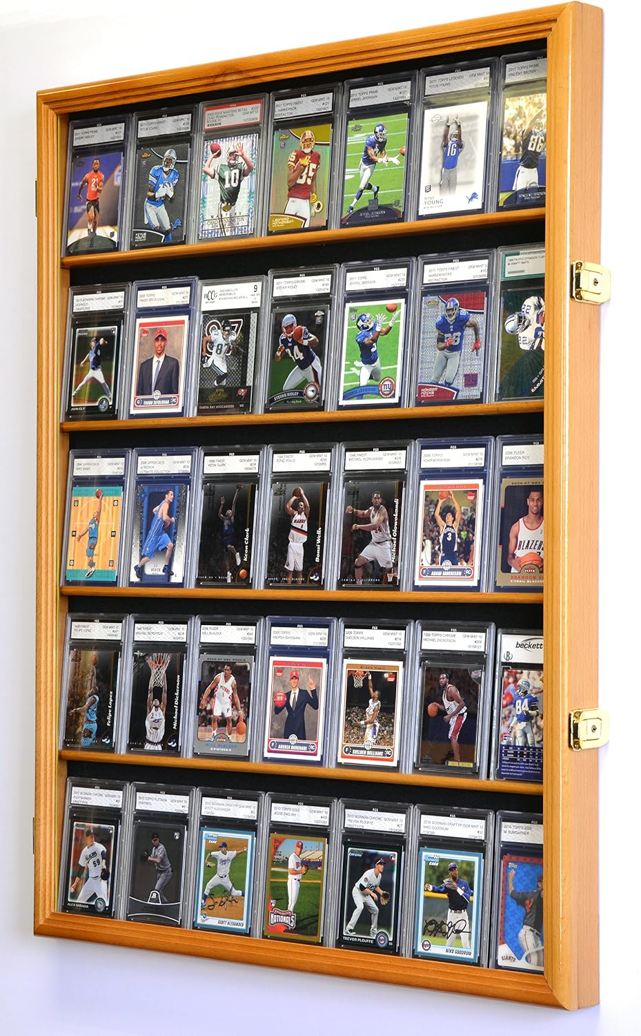 35 Graded Sport Cards/Collectible Card Display Case Wall Cabinet w/98% UV Door, Lockable