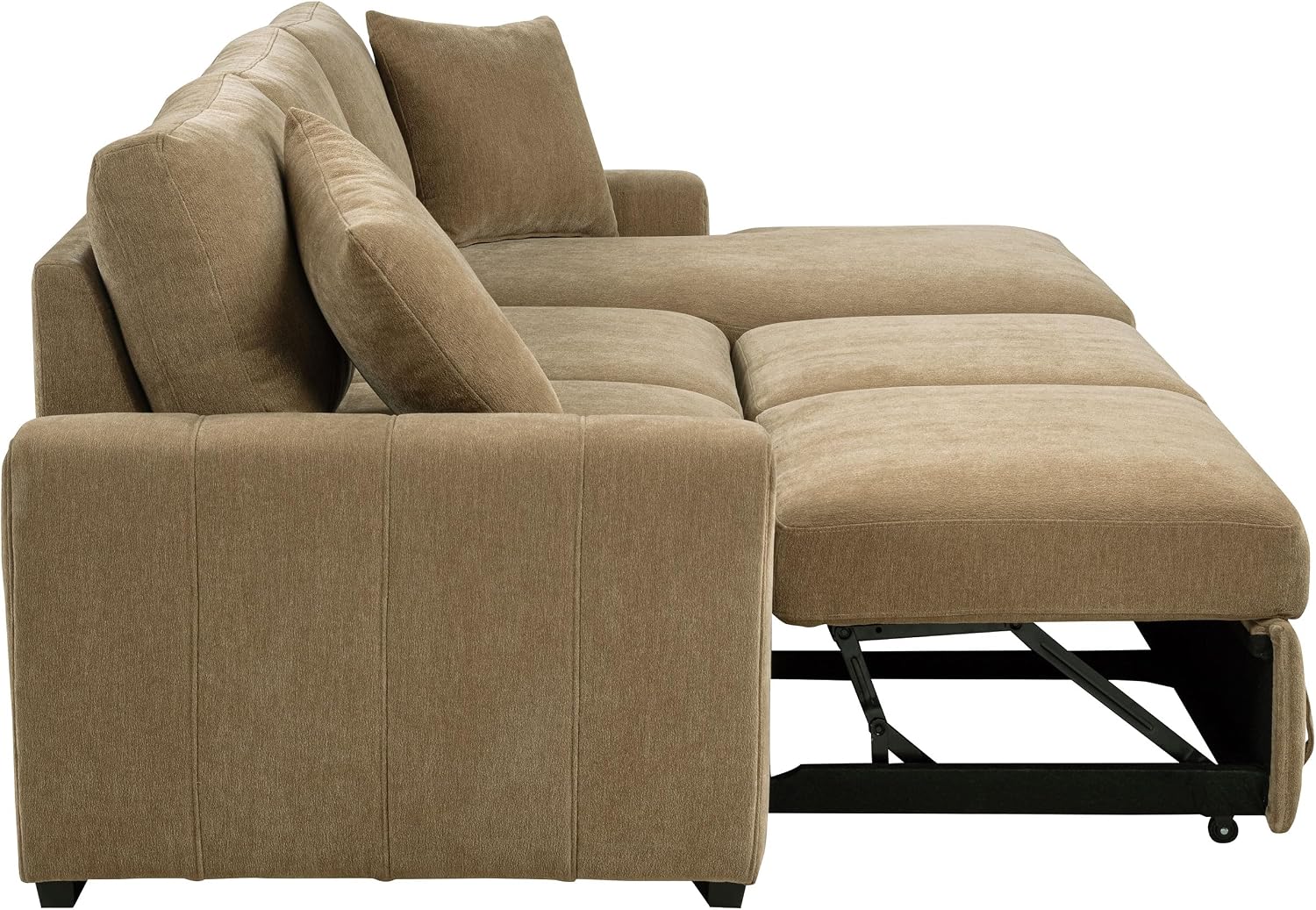 Coaster Home Furnishings - Pastrana - Wood and Fabric - Sleeper Sectional Sofa with Right-arm-Facing Chaise, and Track Arms - Living Room - Camel - 500348