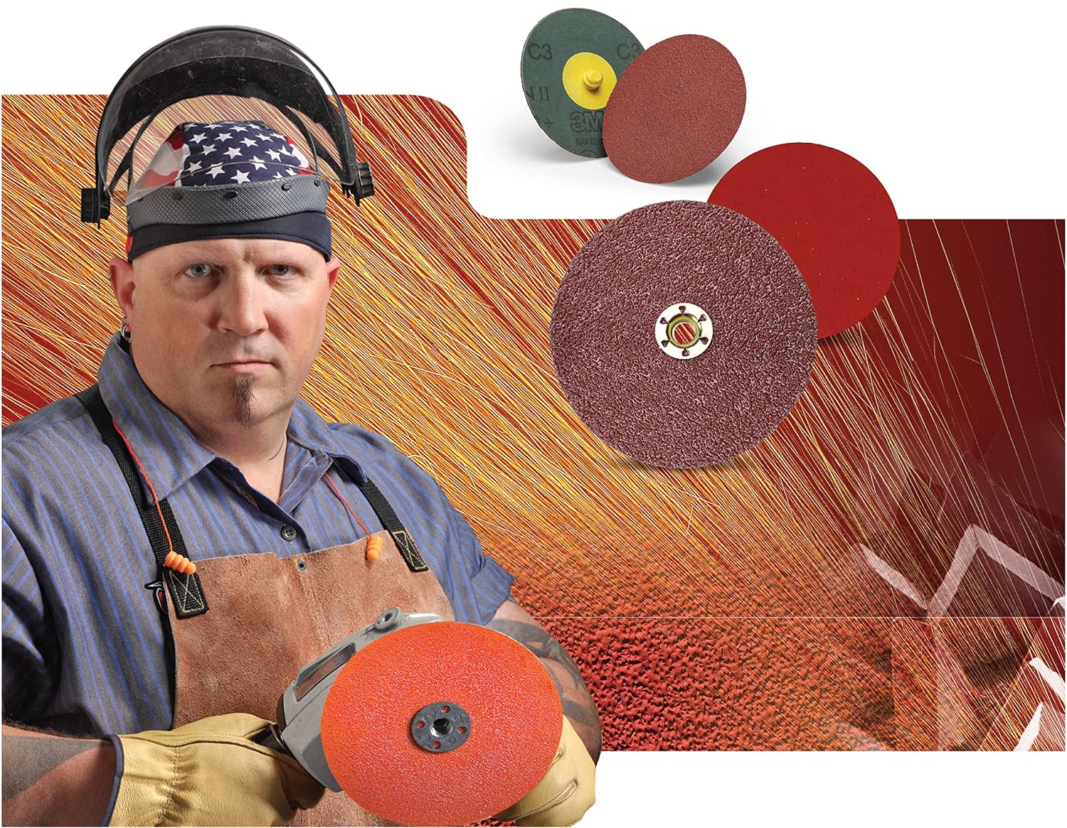 3M Fibre Disc 987C - 36+ Grit Metal Grinding Disc - Ceramic Precision Shaped Grain - For Angle Grinders - 5' x 7/8' Center Hole (Pack of 25)