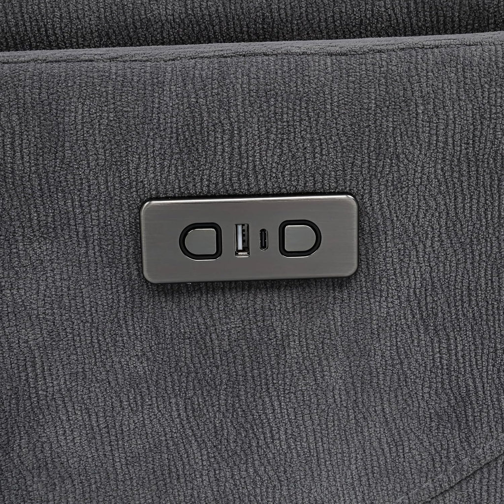 Coaster Home Furnishings - Adler - Upholstered Power Swivel Glider Recliner with Built-in Control Panel, Dual USB Ports, Foam Cushion and Transitional Style - Living Room - Charcoal Grey - 610443P