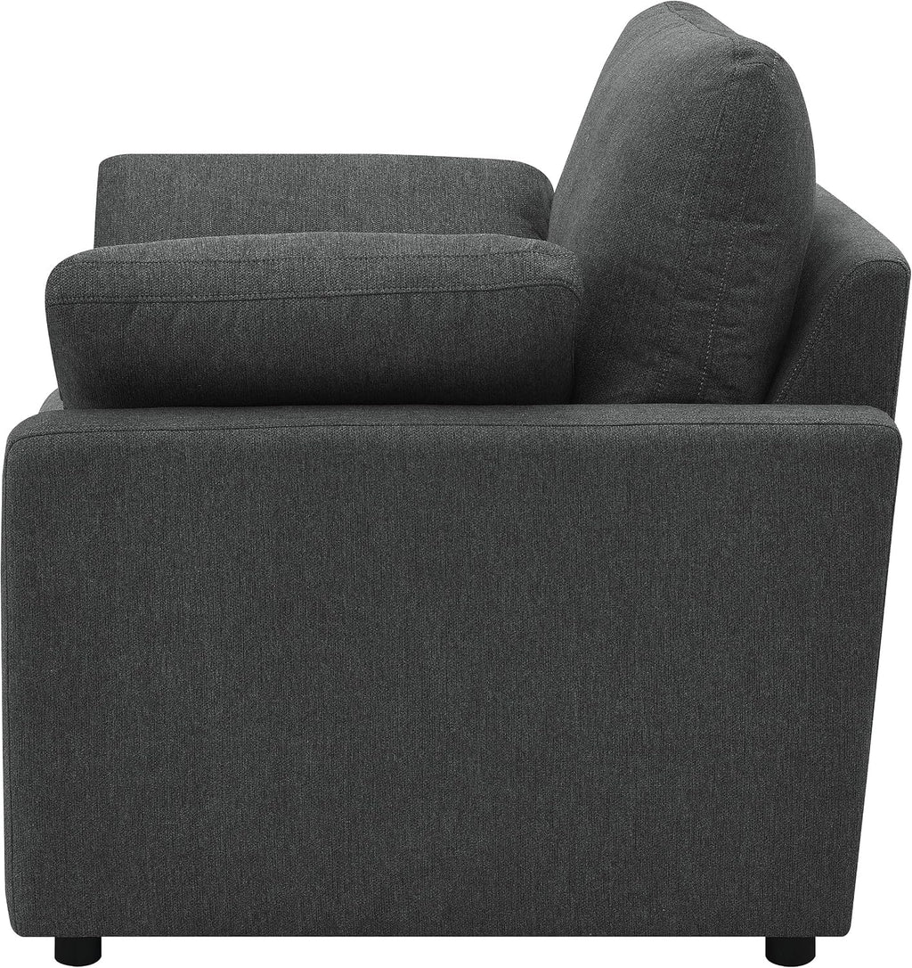 Coaster Home Furnishings - Collins - Wood and Fabric - Power Recliner with Horizontal Tufted Detail, Padded Arms, and Reversible Cushions - Living Room - Dark Gray - 609533P