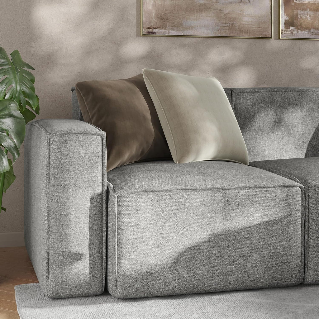 Flash Furniture Bridgetown Fabric Left Chair Module for Sectional Sofa, Customizable Modular Couch Left Seat with Arm Rest, Gray
