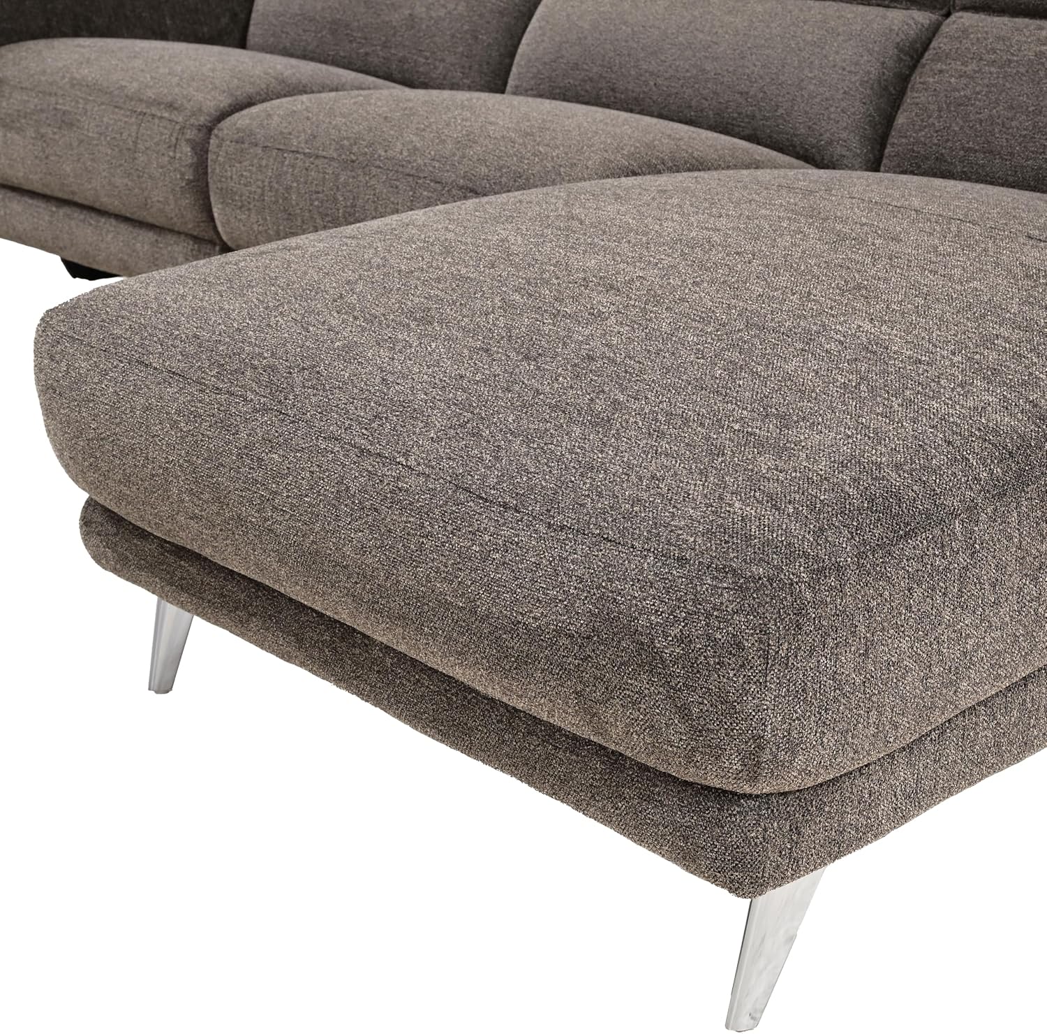Furniture of America Drex Modern Chenille Sectional Recliner with Chaise and USB Ports, Reclining Sofa, L Shaped Comfy Couches for Living Room, Home Theater, Right Facing, Brown