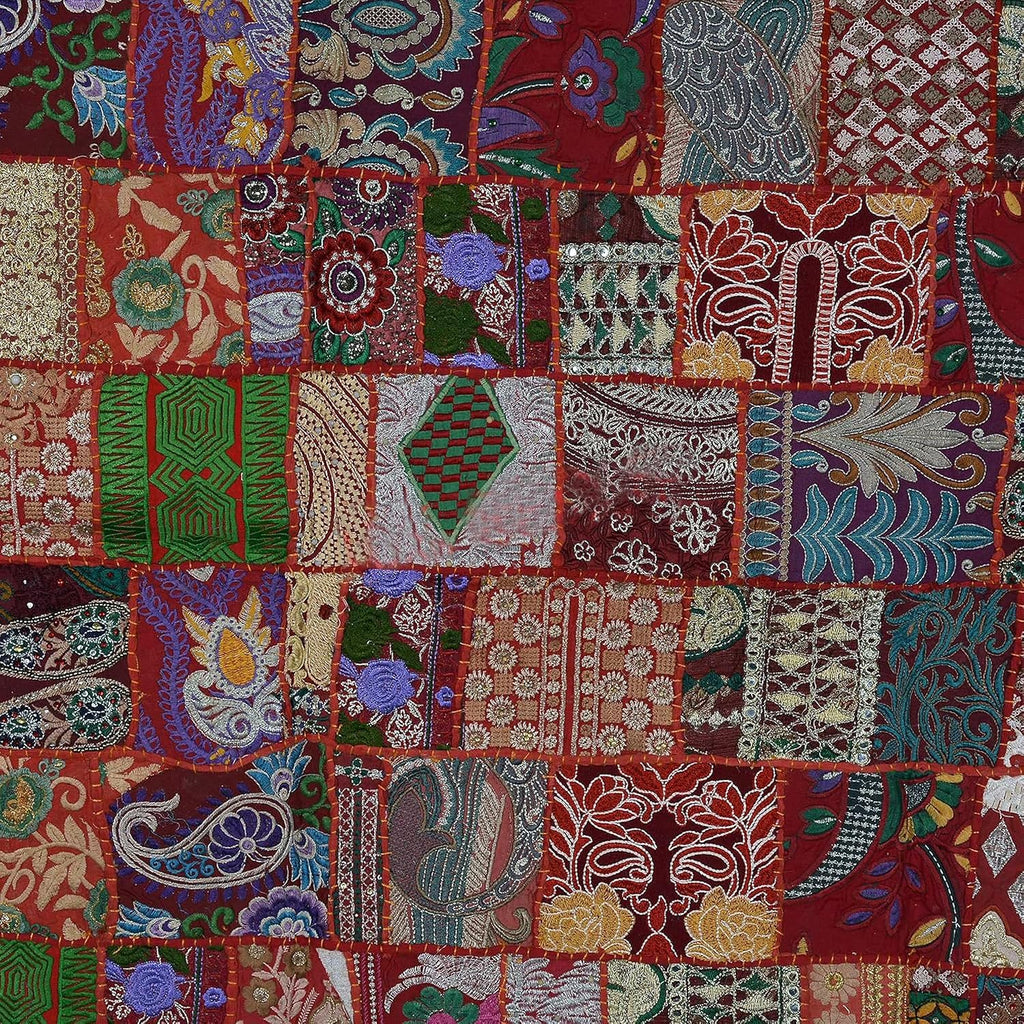 Arprani Indian tapestry-Handmade wall hanging-Embroidered Patchwork Tapestries-Vintage Saree Patces Cutting Wall Art-Bohemian Decor Ethnic Wall Hangings