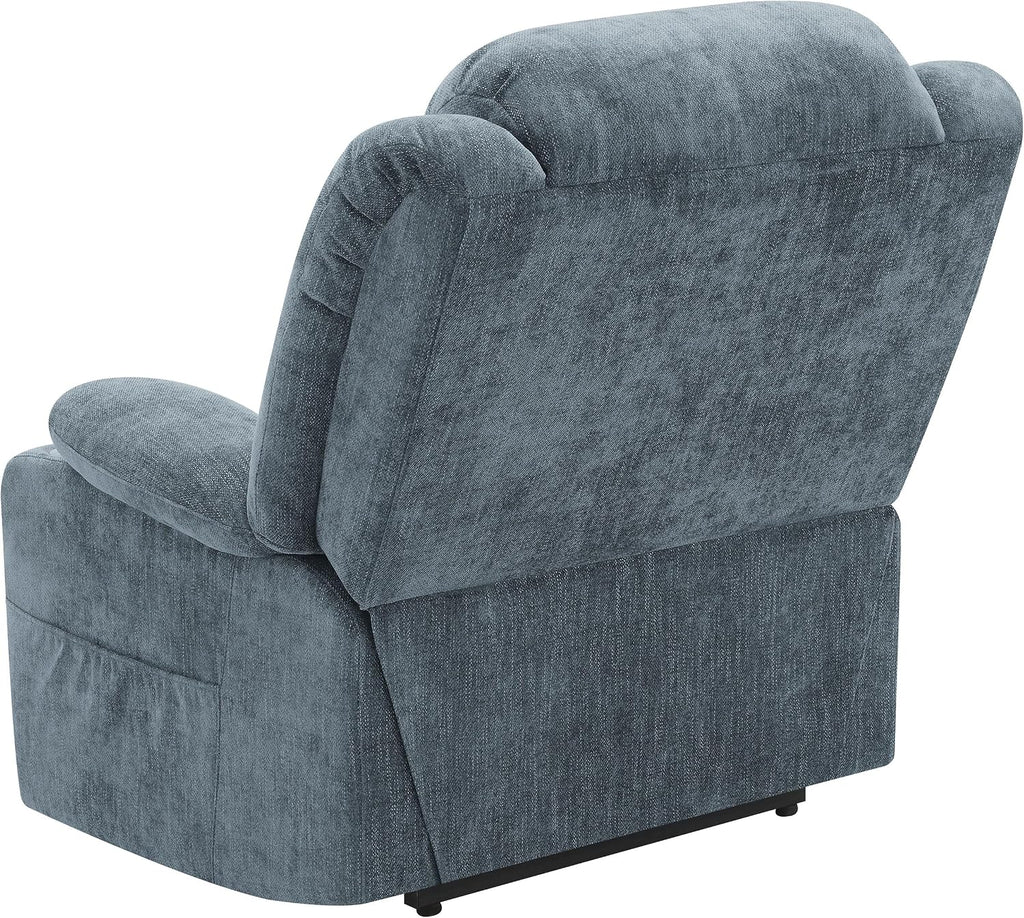 Coaster Home Furnishings - Houston - Fabric - Power Lift Recliner with Pillowtop Arms, Built-in USB Port, Power Panel and Two Cup Holders - Living Room - Slate Blue - 602294P