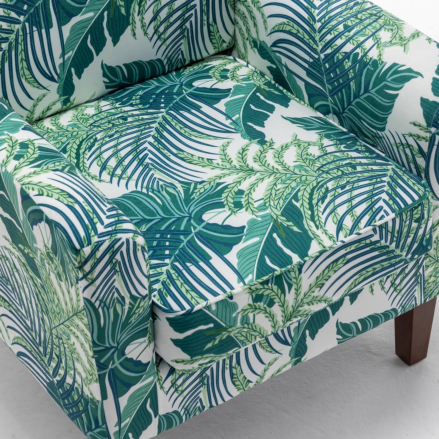 Container Furniture Direct Contemporary Accent Arm Chair with Birch Wood Frame and Velvet Upholstery, Armchair for Office and Living Room Decor, Removable Cushions, 01 Printed Fabric
