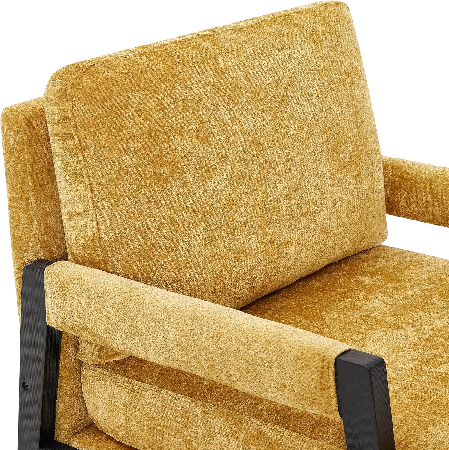 Roundhill Furniture Kelly Mid-Century Modern Chenille Upholstered Accent Armchair, Yellow