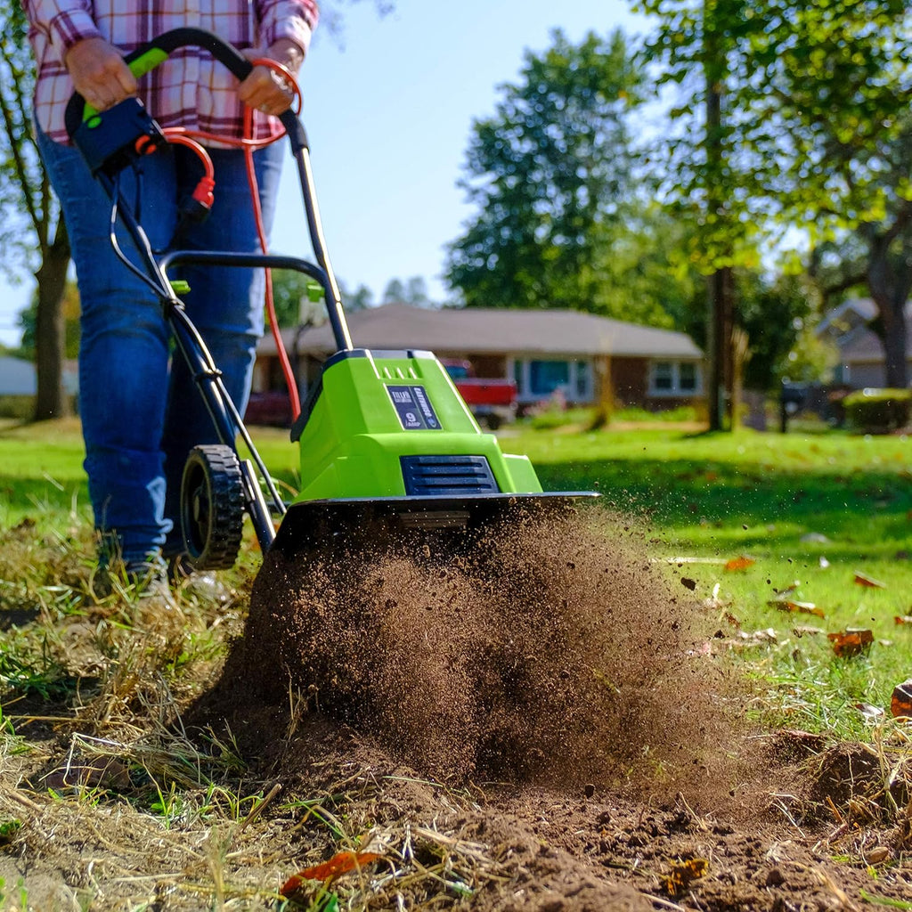 Earthwise TC70090 9-Amp 12-Inch Corded Electric Tiller/Cultivator, Green