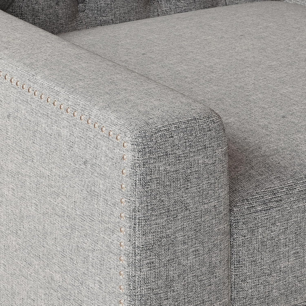 GDFStudio 78.75' 3-Seater Sofa, Button Tufted Backrest Big Comfy Couch with Plush Cushions, Mid Century Modern Couches Home Living Room Sofa, Upholstered Sofas & Couches for Apartment Bedroom, Grey