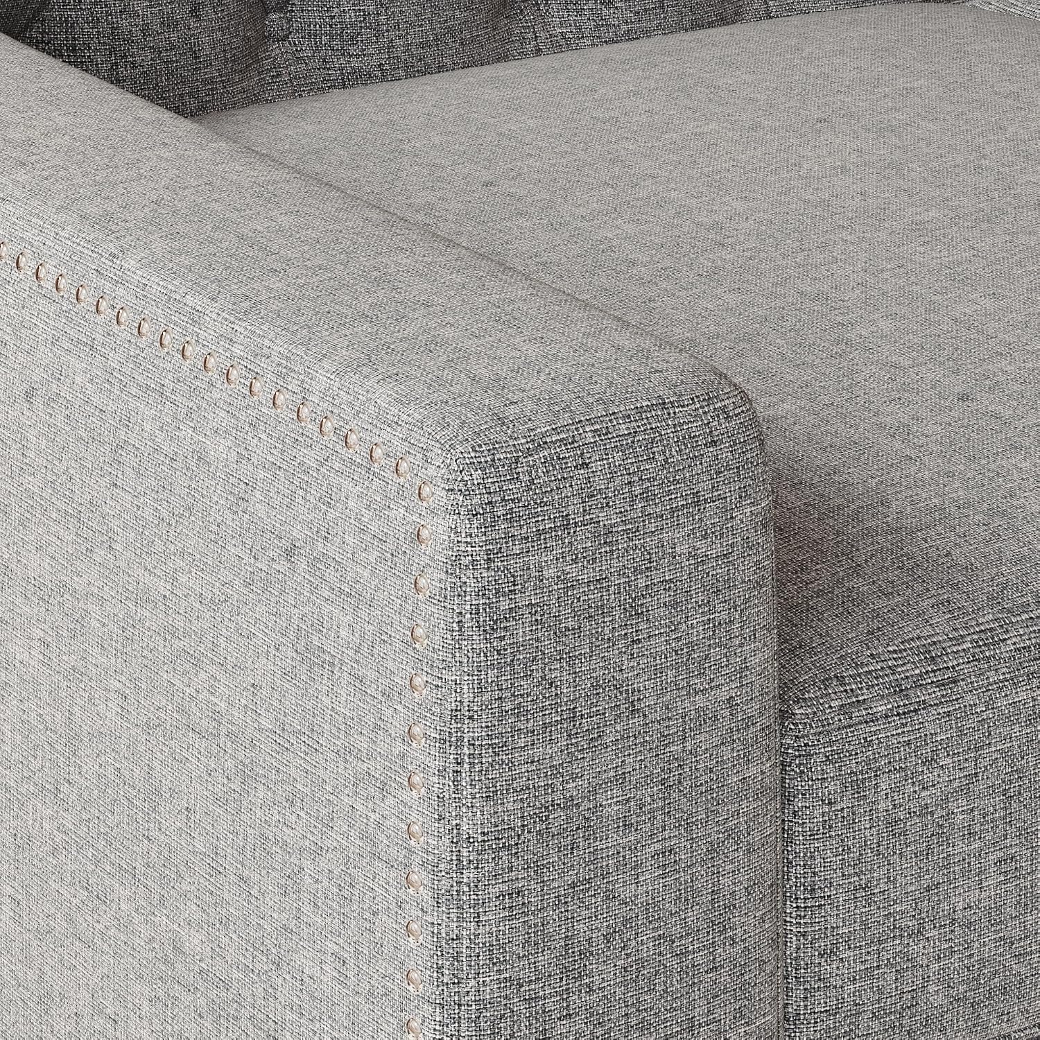 GDFStudio 78.75' 3-Seater Sofa, Button Tufted Backrest Big Comfy Couch with Plush Cushions, Mid Century Modern Couches Home Living Room Sofa, Upholstered Sofas & Couches for Apartment Bedroom, Grey