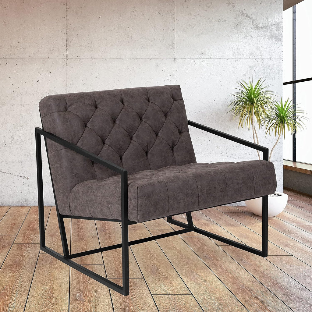 Flash Furniture HERCULES Madison Series Retro Gray LeatherSoft Tufted Lounge Chair