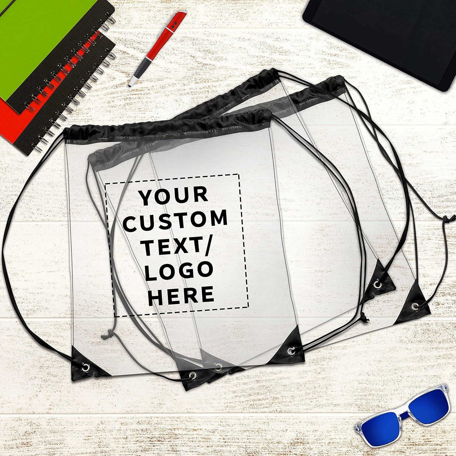 DISCOUNT PROMOS Plastic Drawstring Backpacks