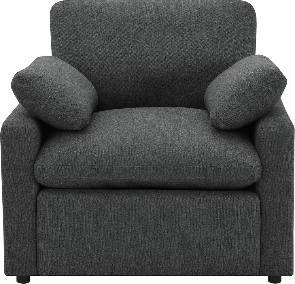Coaster Home Furnishings - Collins - Wood and Fabric - Power Recliner with Horizontal Tufted Detail, Padded Arms, and Reversible Cushions - Living Room - Dark Gray - 609533P