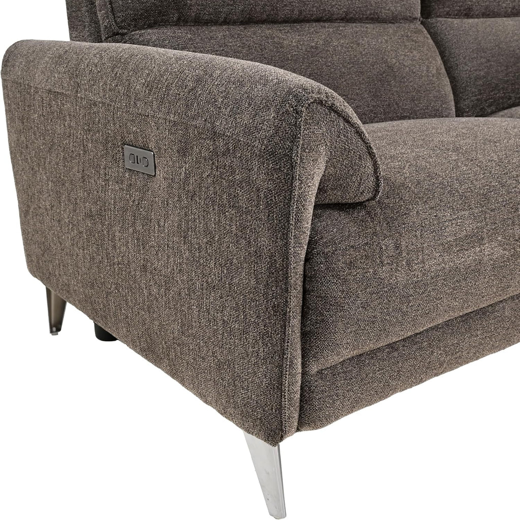 Furniture of America Drex Modern Chenille Sectional Recliner with Chaise and USB Ports, Reclining Sofa, L Shaped Comfy Couches for Living Room, Home Theater, Right Facing, Brown