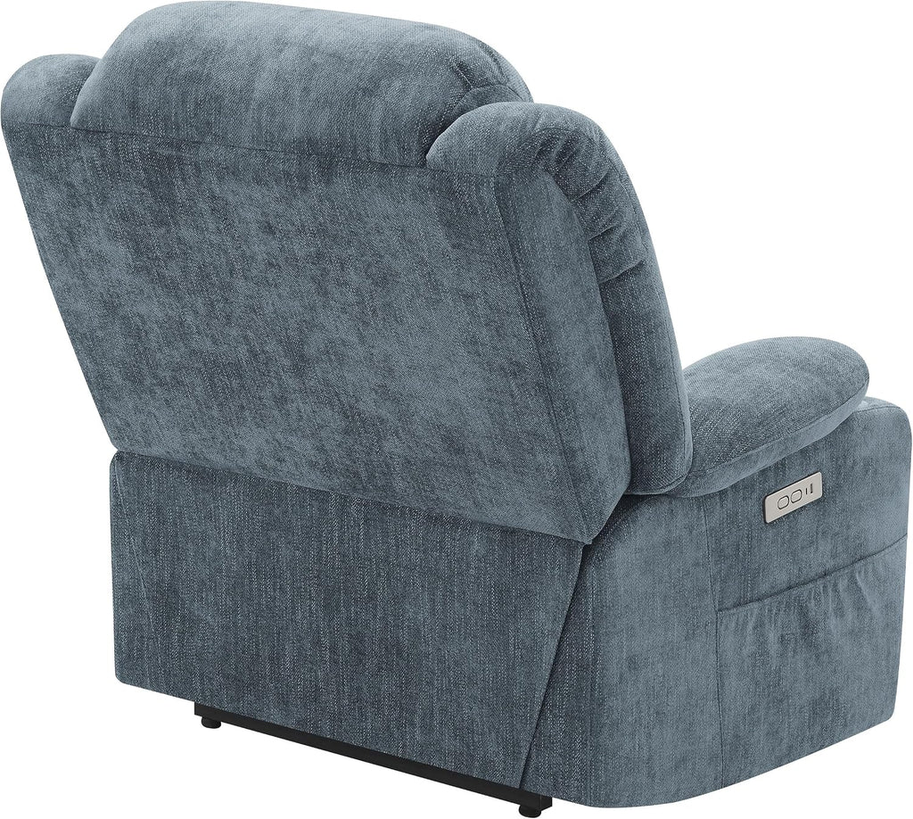 Coaster Home Furnishings - Houston - Fabric - Power Lift Recliner with Pillowtop Arms, Built-in USB Port, Power Panel and Two Cup Holders - Living Room - Slate Blue - 602294P