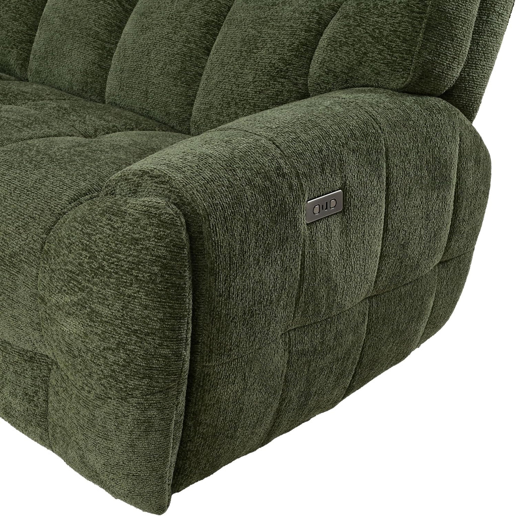 Furniture of America Tavie Modern Reclining Sofa with Storage Console and Cup Holders, Sectional Recliner, L Shaped Couch for Living Room, Home Theater, Playroom, Jade Green