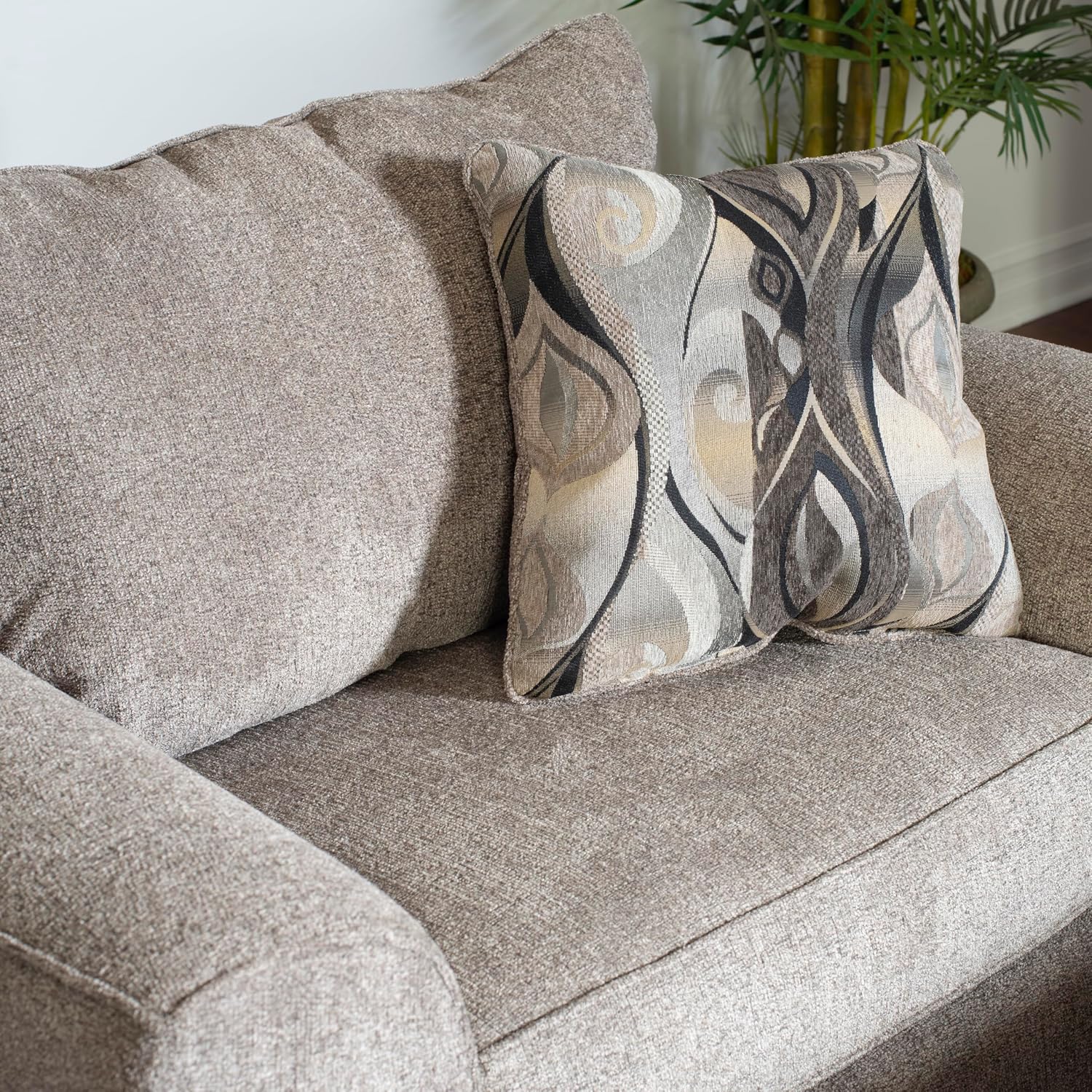 Roundhill Furniture Camaro Platinum Fabric Pillow back Accent