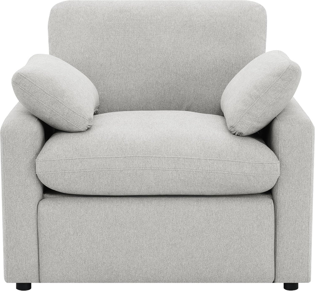 Coaster Home Furnishings - Collins - Wood and Fabric - Power Recliner with Horizontal Tufted Detail, Padded Arms, and Reversible Cushions - Living Room - Gray - 609563P