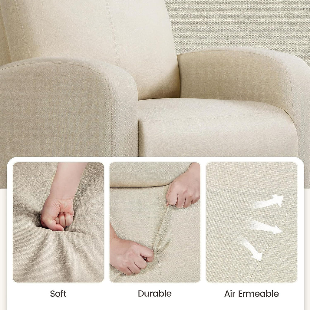 Topeakmart Fabric Recliner Sofa Push Back Recliner Chair Adjustable Modern Single Reclining Chair Upholstered Sofa with Pocket Spring Living Room Bedroom Home Theater Beige