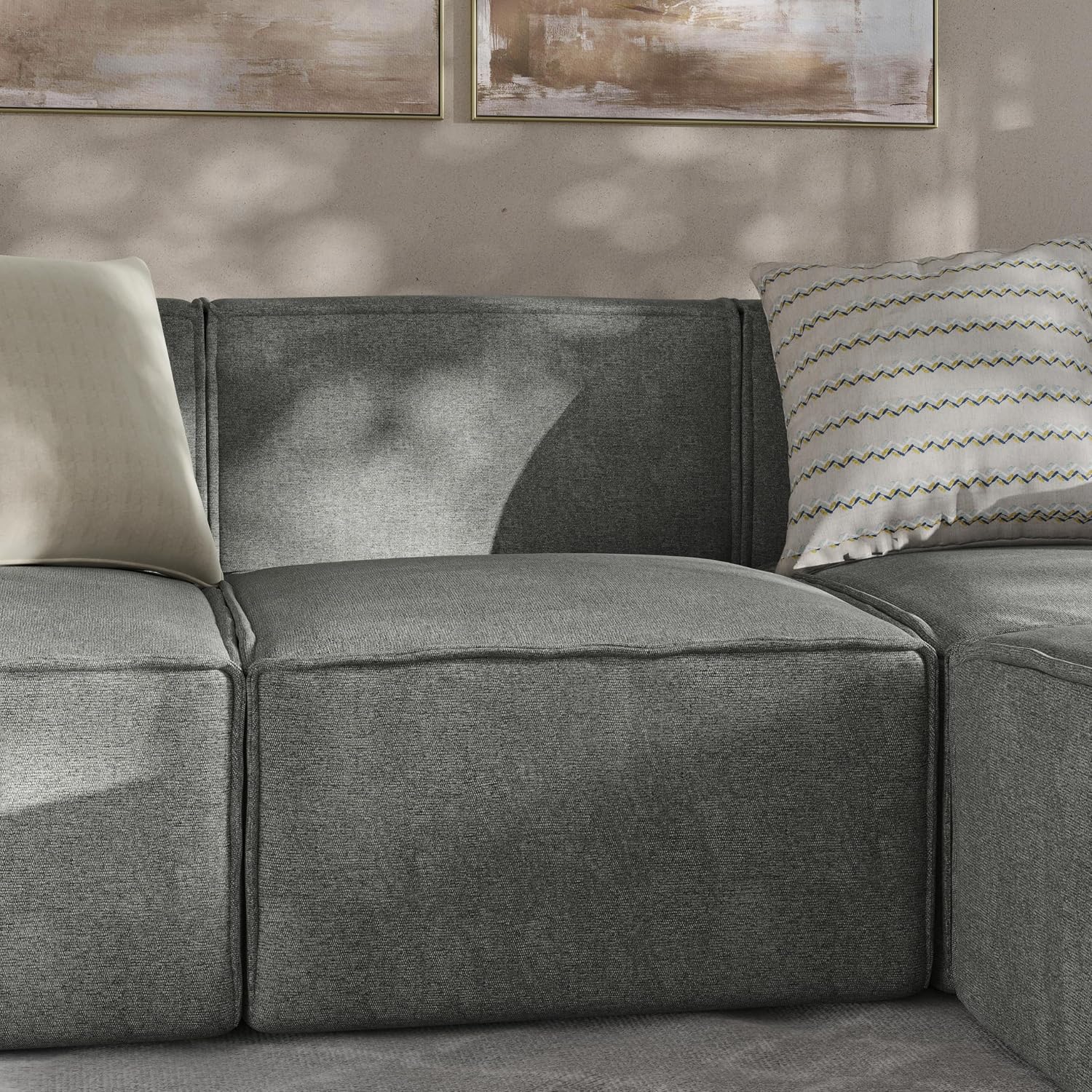 Flash Furniture Bridgetown Fabric Middle Chair Module for Sectional Sofa, Customizable Modular Couch Armless Middle Seat, Dark Gray