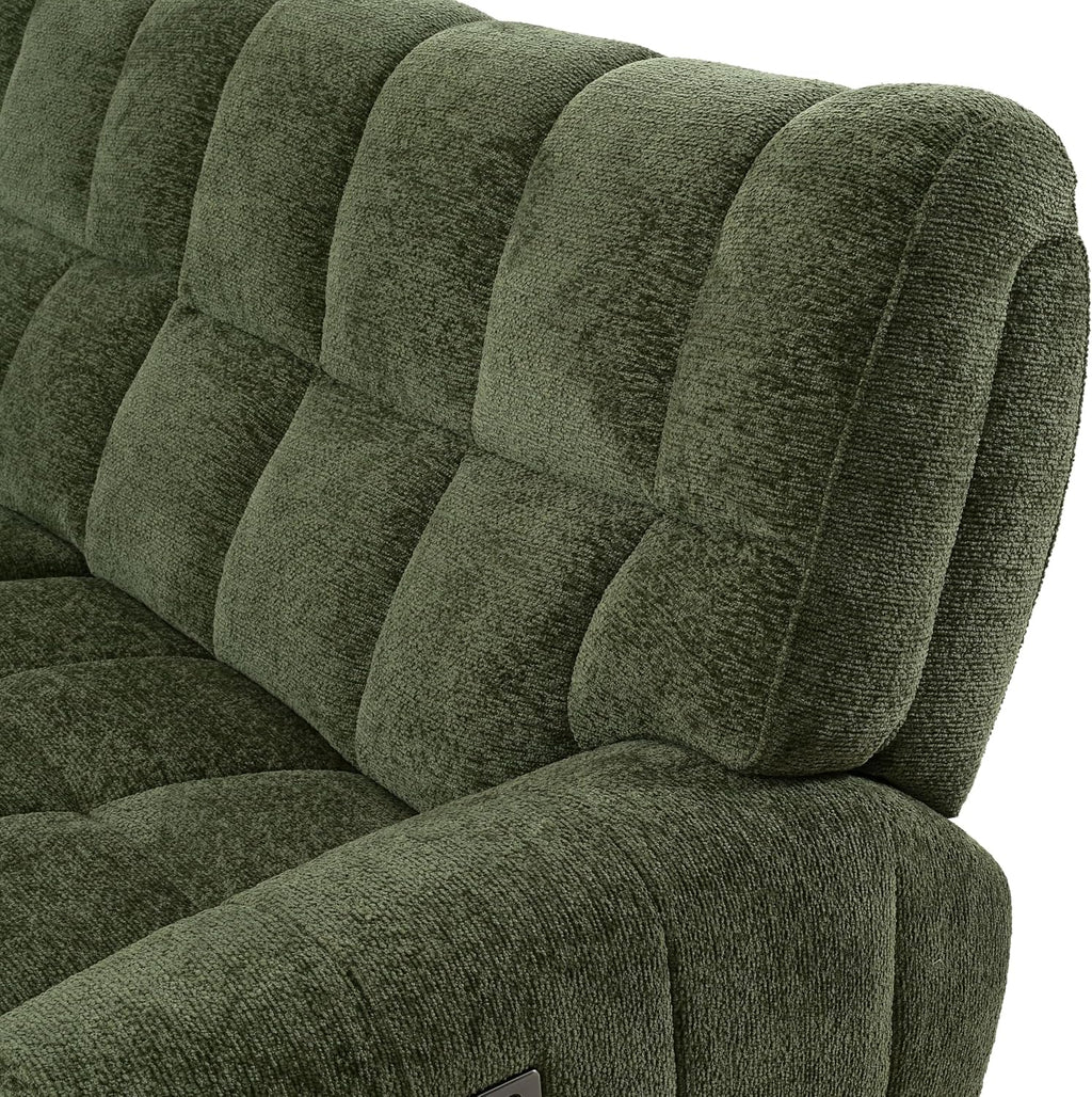 Furniture of America Tavie Modern Reclining Sofa with Storage Console and Cup Holders, Sectional Recliner, L Shaped Couch for Living Room, Home Theater, Playroom, Jade Green