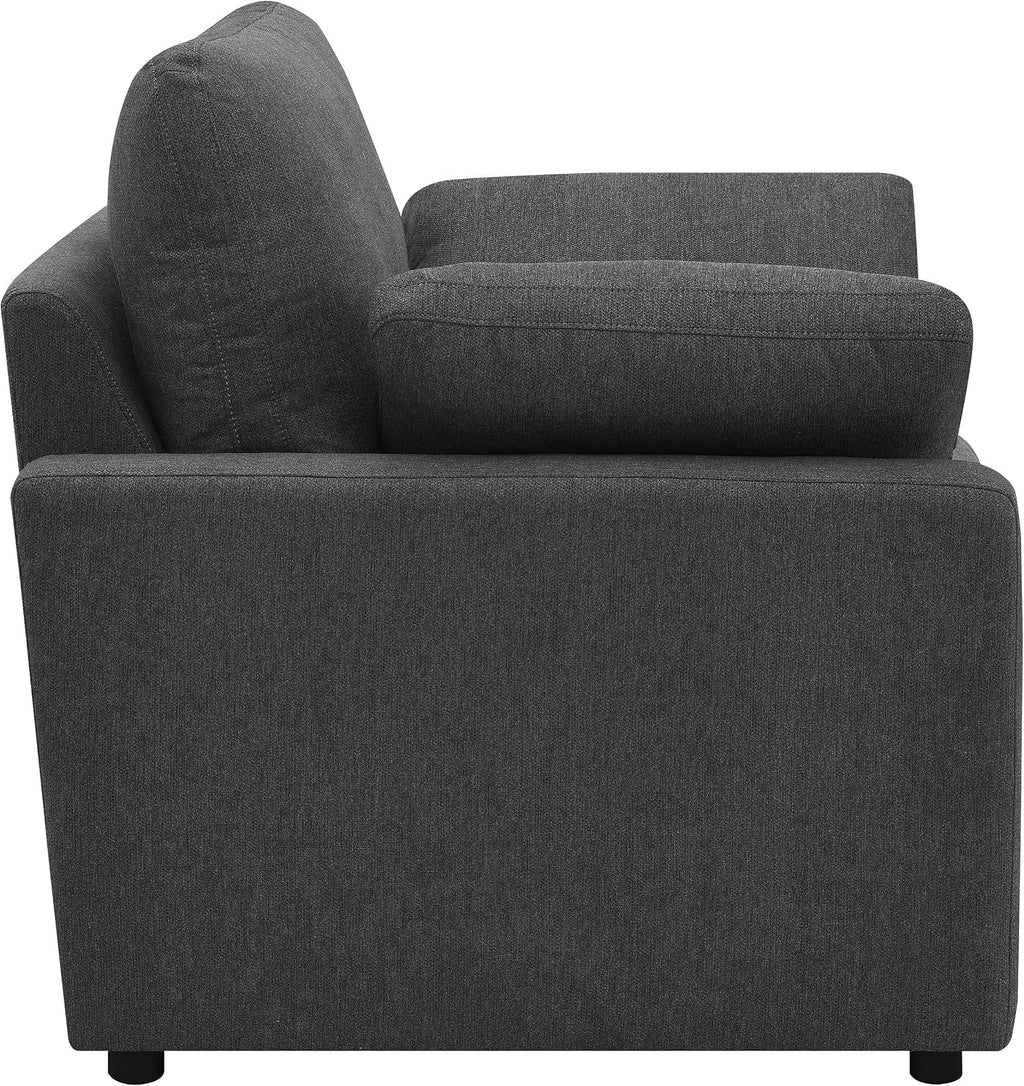 Coaster Home Furnishings - Collins - Wood and Fabric - Power Recliner with Horizontal Tufted Detail, Padded Arms, and Reversible Cushions - Living Room - Dark Gray - 609533P