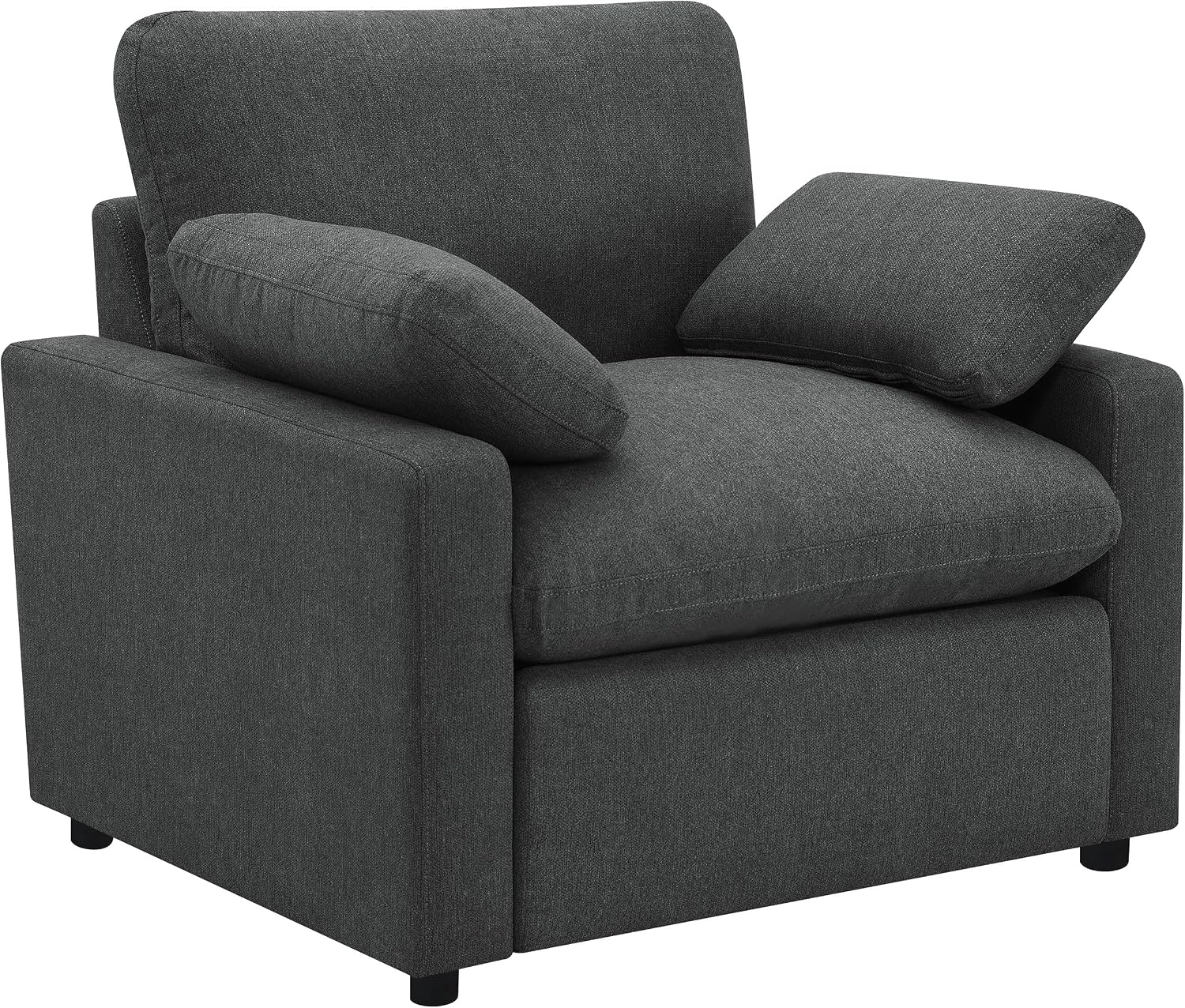 Coaster Home Furnishings - Collins - Wood and Fabric - Power Recliner with Horizontal Tufted Detail, Padded Arms, and Reversible Cushions - Living Room - Dark Gray - 609533P