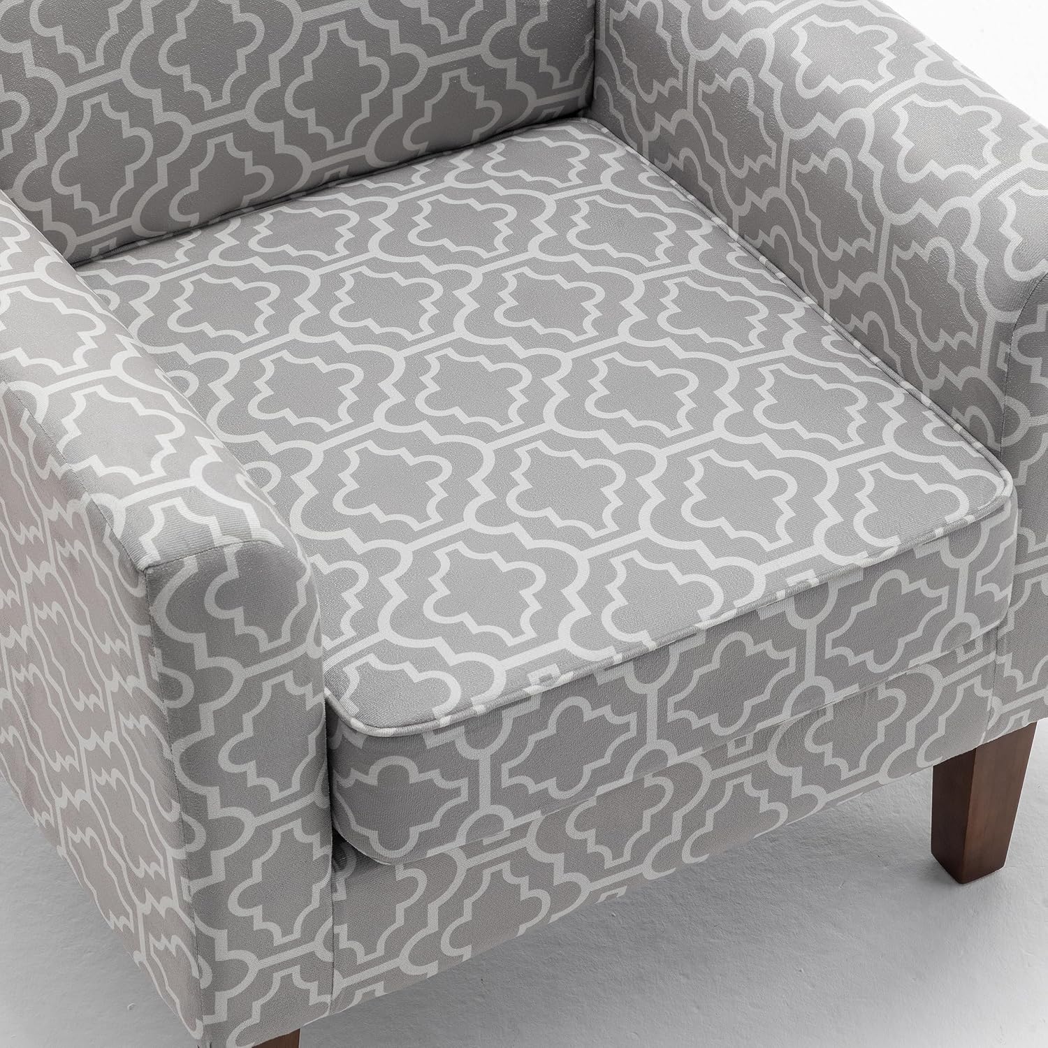 Container Furniture Direct Contemporary Accent Arm Chair with Birch Wood Frame and Velvet Upholstery, Armchair for Office and Living Room Decor, Removable Cushions, 03 Printed Fabric