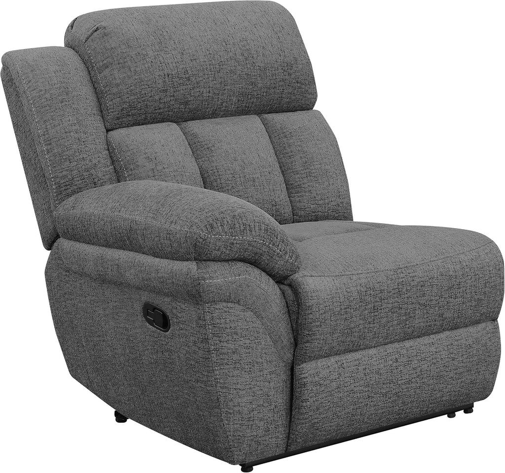 Coaster Home Furnishings - Bahrain - Upholstered Reclining Sofa with Dual Recliners, Pillowtop Arms, Tufting Accents and Transitional Style - Living Room - 99-Inch - Charcoal - 609541