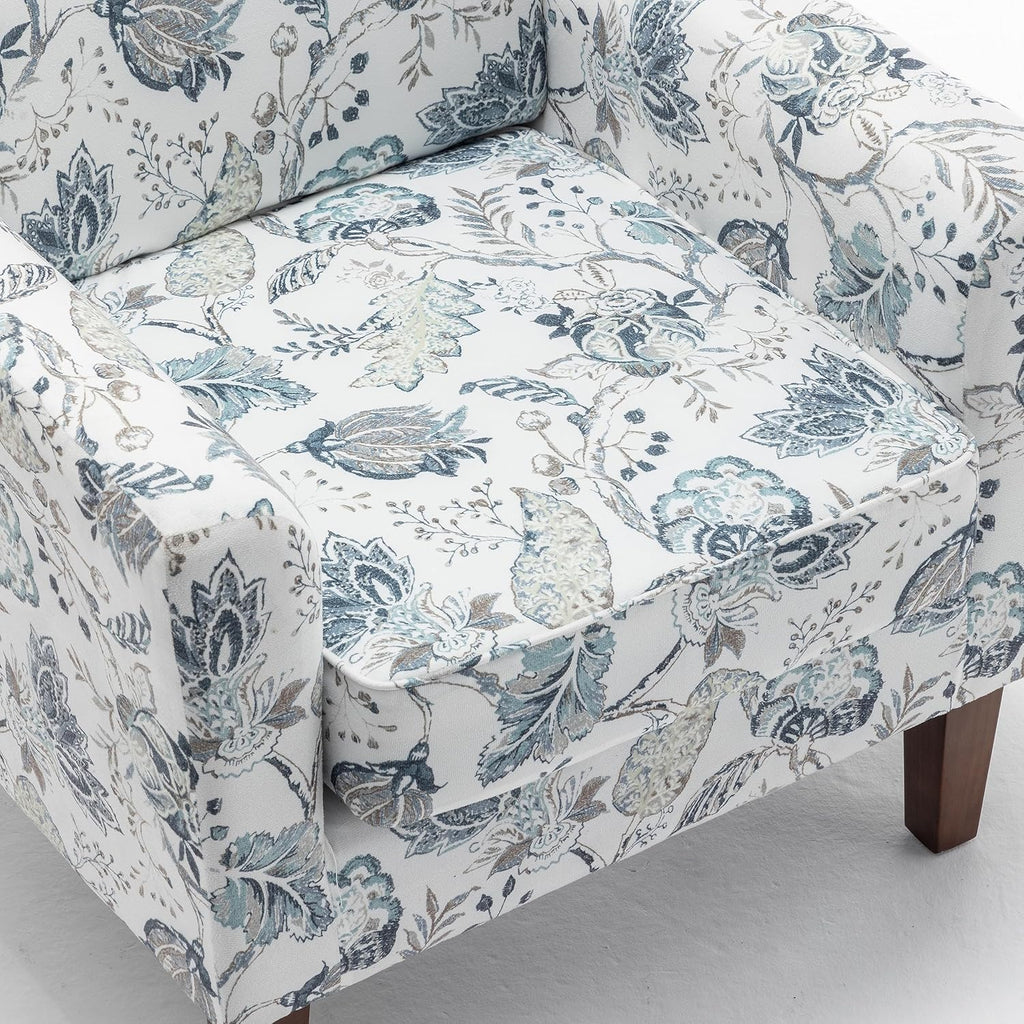 Container Furniture Direct Contemporary Accent Arm Chair with Birch Wood Frame and Velvet Upholstery, Armchair for Office and Living Room Decor, Removable Cushions, 07 Printed Fabric