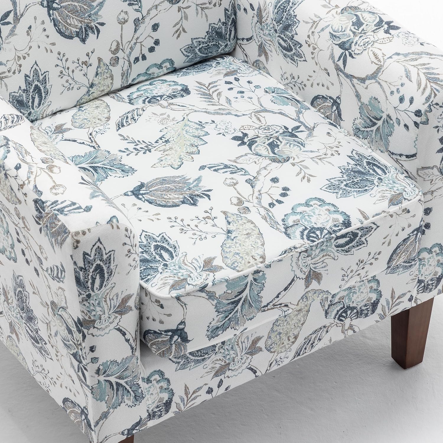 Container Furniture Direct Contemporary Accent Arm Chair with Birch Wood Frame and Velvet Upholstery, Armchair for Office and Living Room Decor, Removable Cushions, 07 Printed Fabric