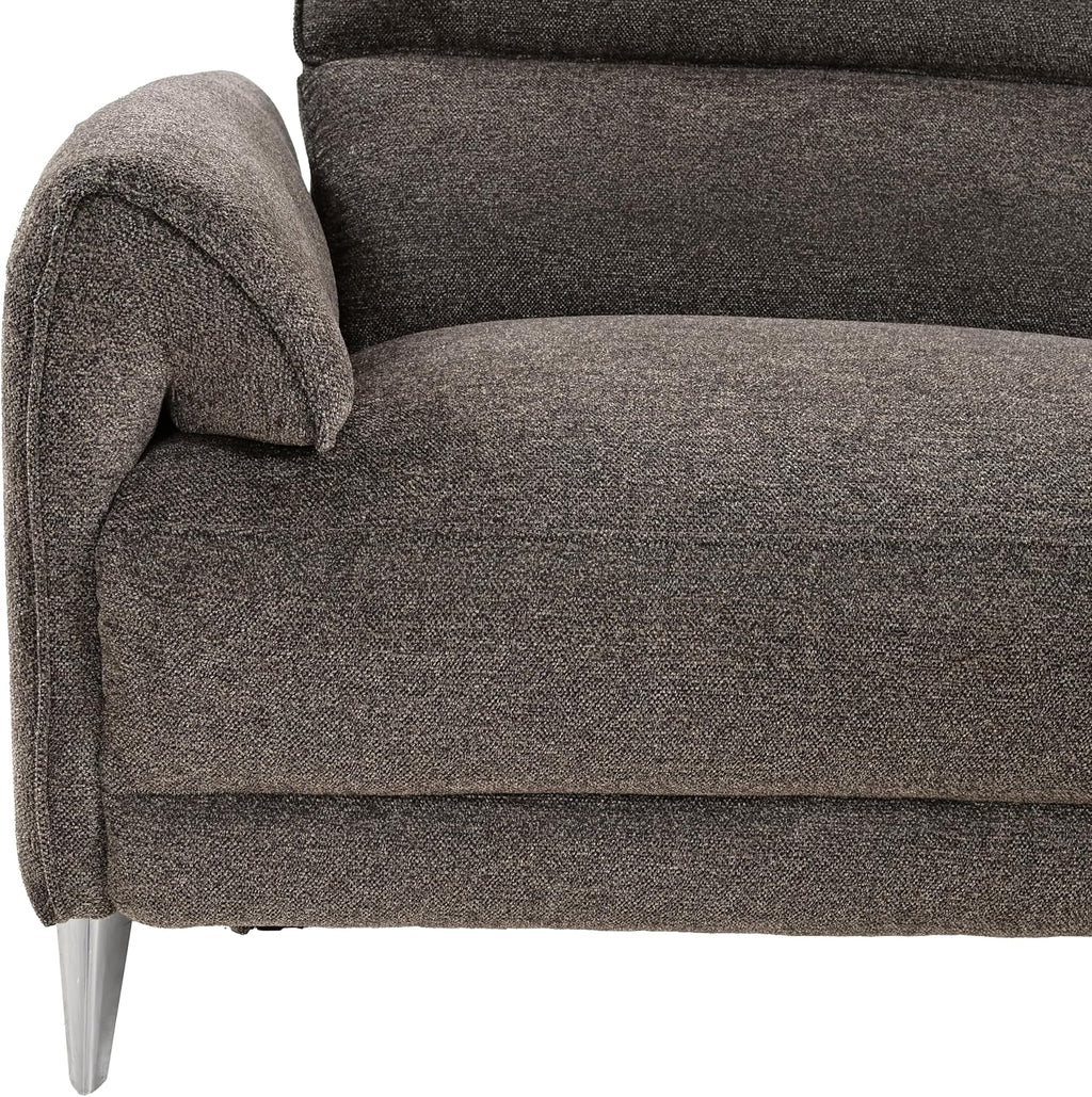 Furniture of America Drex Modern Chenille Sectional Recliner with Chaise and USB Ports, Reclining Sofa, L Shaped Comfy Couches for Living Room, Home Theater, Right Facing, Brown