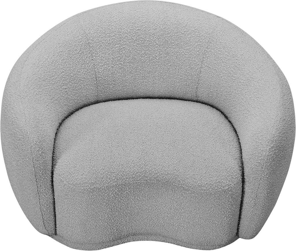 Meridian Furniture 693Grey-C Hyde Collection Modern | Contemporary Boucle Fabric Upholstered Accent Chair with Rounded Back, Grey, 42' W x 38' D x 27.5' H