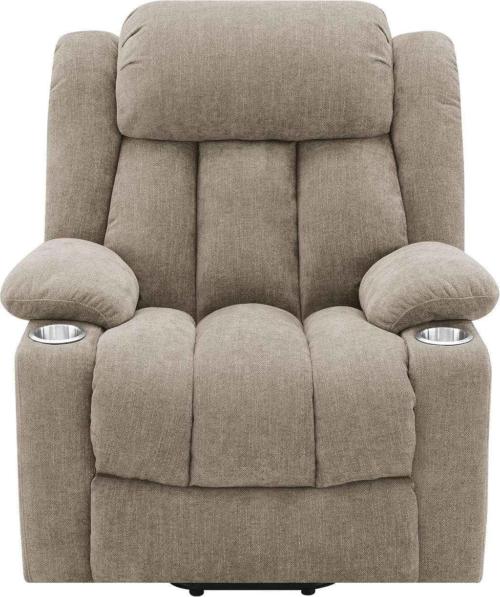 Coaster Home Furnishings - Houston - Fabric Upholstered Power Lift Recliner Chair with Power Panel with USB Port, Cup Holders and Pillowtop Arms - Living Room - Camel - 602274P