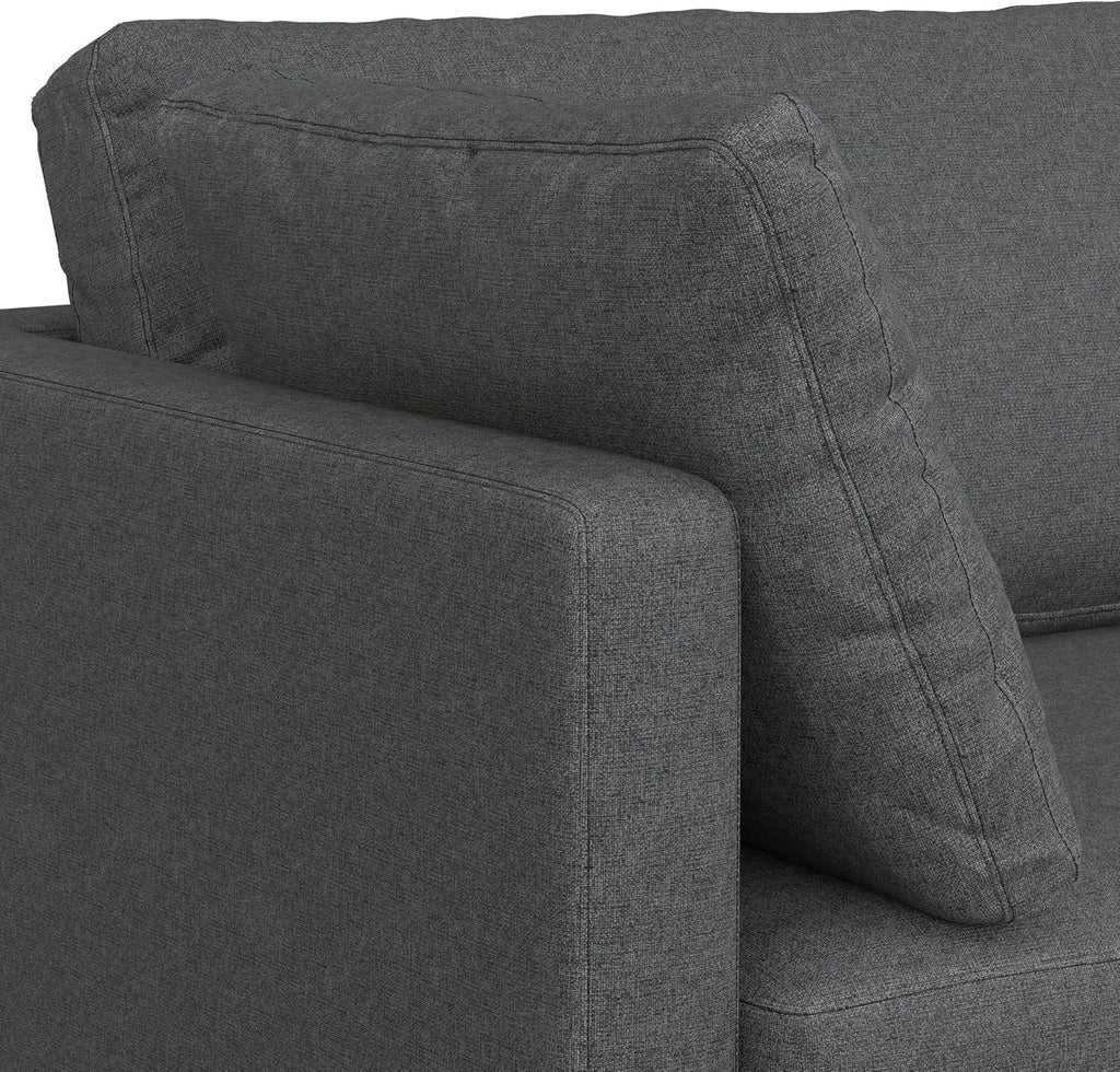 SIMPLIHOME Ava Sofa and Ottoman in 100% Recycled Polyester Performance Fabric, Pebble Grey, 90-inch-Wide 3-Seater Couch and Matching 36-inch-Wide Table Ottoman for Living Room, 2-Piece Set