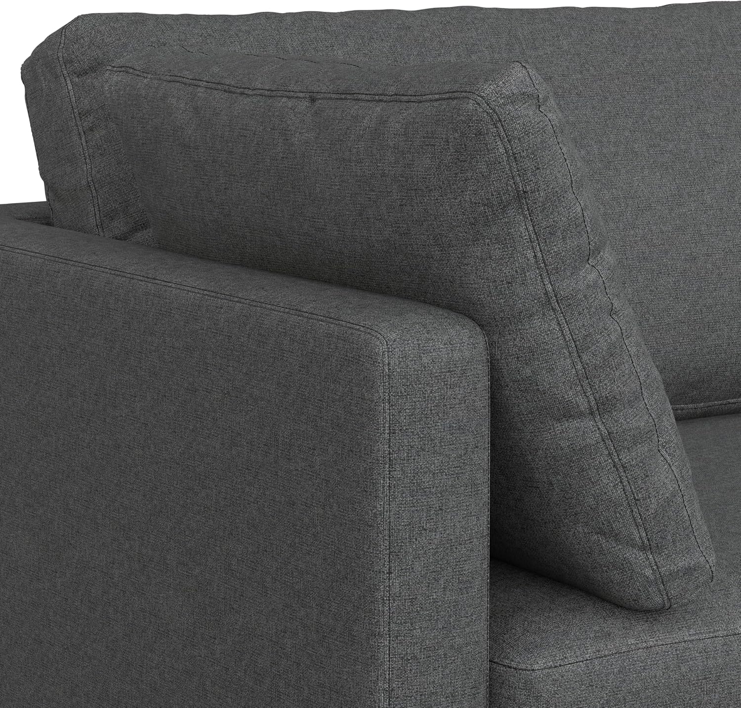 SIMPLIHOME Ava Sofa and Ottoman in 100% Recycled Polyester Performance Fabric, Pebble Grey, 90-inch-Wide 3-Seater Couch and Matching 36-inch-Wide Table Ottoman for Living Room, 2-Piece Set