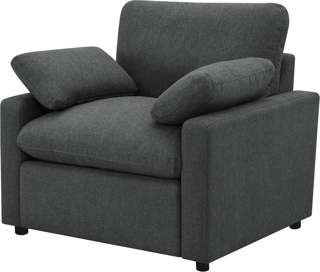 Coaster Home Furnishings - Collins - Wood and Fabric - Power Recliner with Horizontal Tufted Detail, Padded Arms, and Reversible Cushions - Living Room - Dark Gray - 609533P