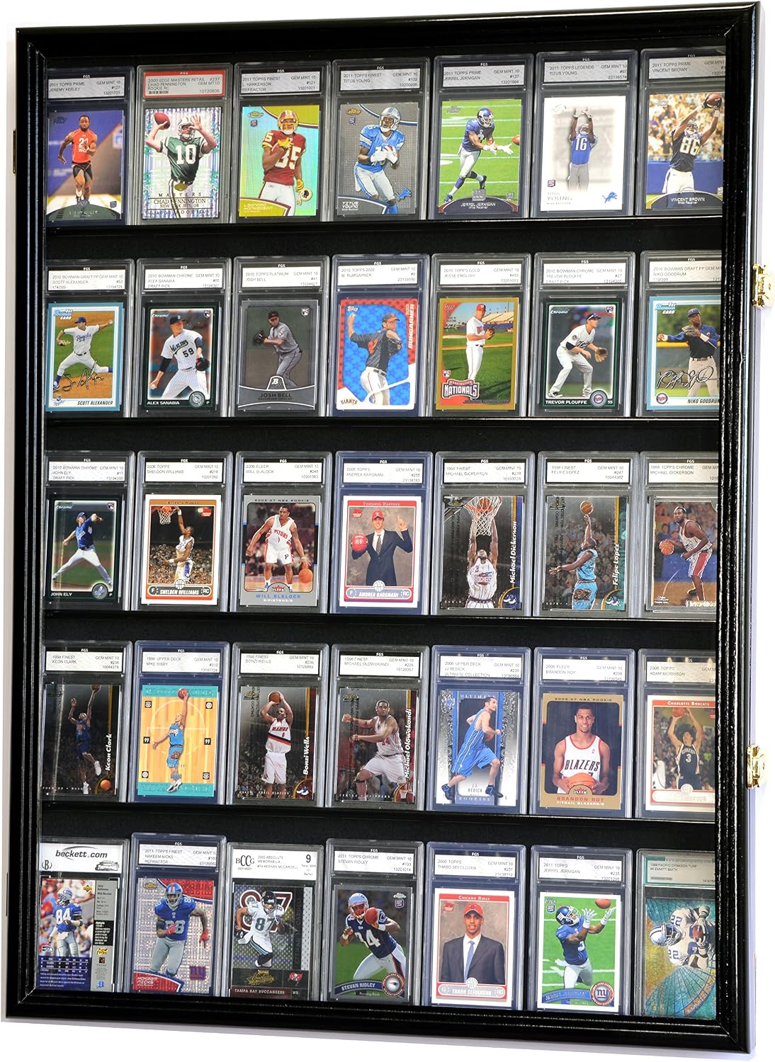 35 Graded Sport Cards/Collectible Card Display Case Wall Cabinet w/98% UV Door, Lockable