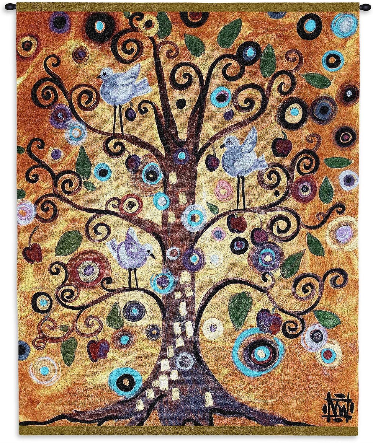 Tree of Life by Natasha Wescoat | Woven Tapestry Wall Art Hanging | Modern Spiritual Spiraling Design | 100% Cotton USA Size 53x42