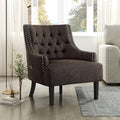 Lexicon Accent Chair Reading Chair Comfy Chair for Bedroom, Upholstered Armchair with Solid Wood Frame, Tufted Cushion Nail Head Trim, Single Sofa Chair for Living Room, Office, Chocolate Chenille