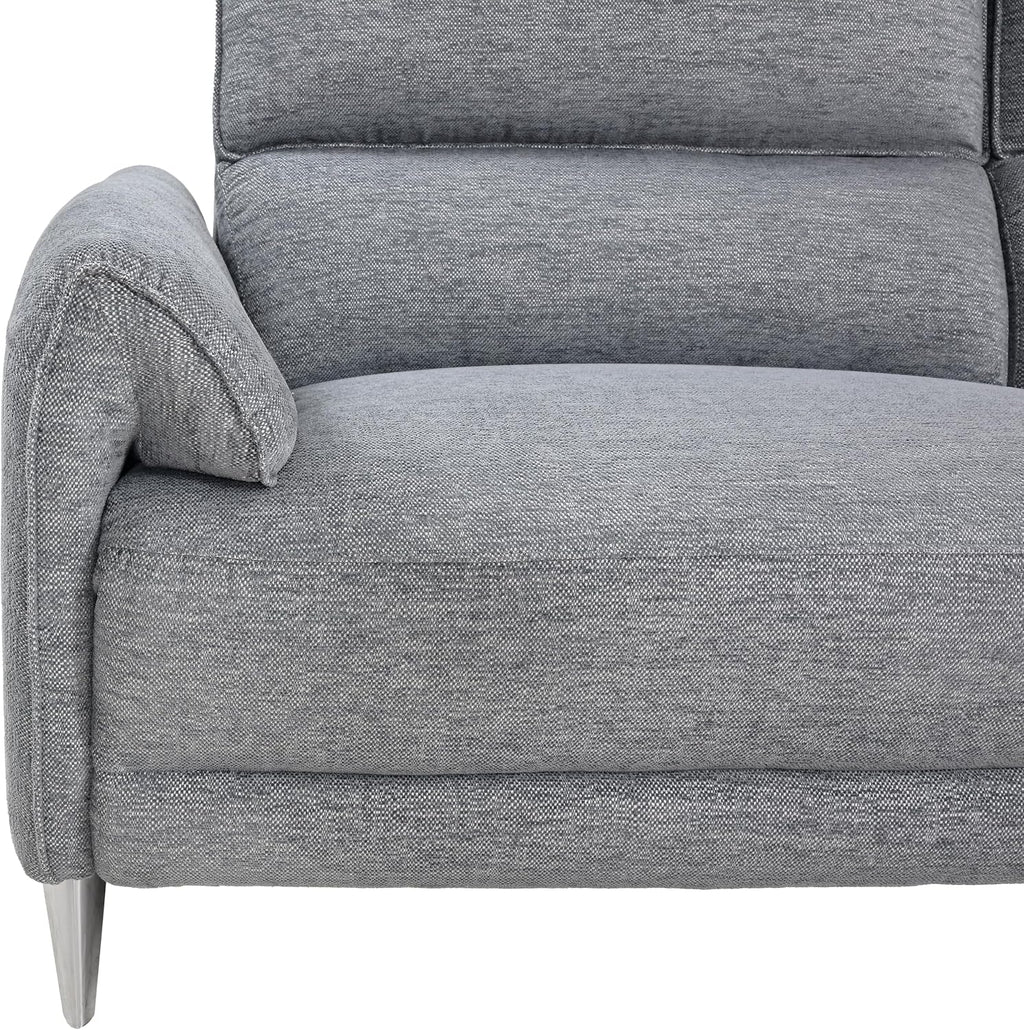 Furniture of America Drex Modern Chenille Sectional Recliner with Chaise and USB Ports, Reclining Sofa, L Shaped Comfy Couches for Living Room, Home Theater, Right Facing, Grey