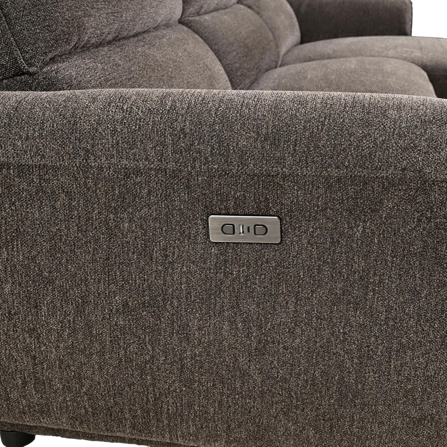 Furniture of America Drex Modern Chenille Sectional Recliner with Chaise and USB Ports, Reclining Sofa, L Shaped Comfy Couches for Living Room, Home Theater, Right Facing, Brown